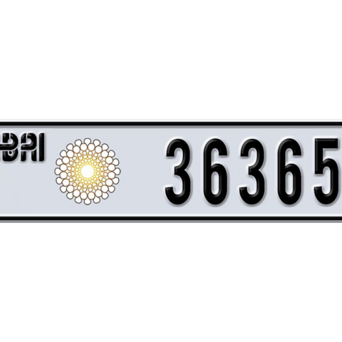 Dubai Plate number G 36365 for sale - Long layout, Dubai logo, Сlose view