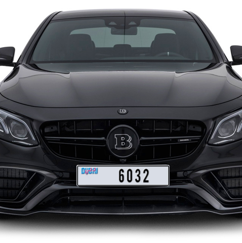 Dubai Plate number G 6032 for sale - Long layout, Dubai logo, Сlose view