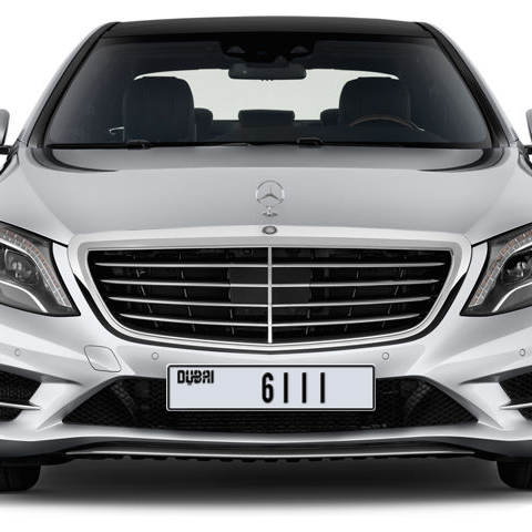 Dubai Plate number H 6111 for sale - Long layout, Dubai logo, Сlose view