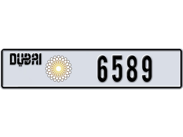 Dubai Plate number H 6589 for sale - Long layout, Dubai logo, Сlose view