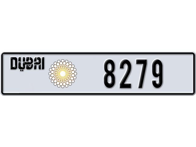 Dubai Plate number H 8279 for sale - Long layout, Dubai logo, Сlose view