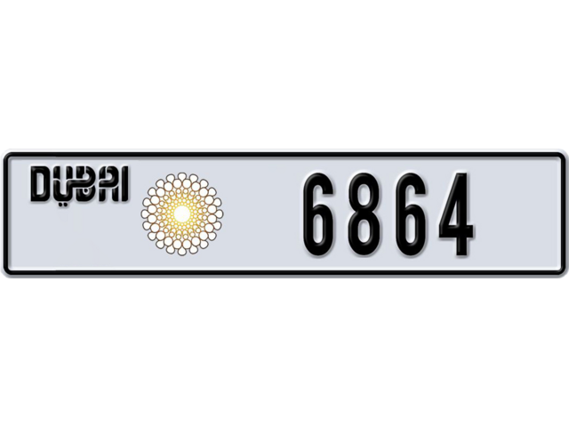 Dubai Plate number I 6864 for sale - Long layout, Dubai logo, Сlose view