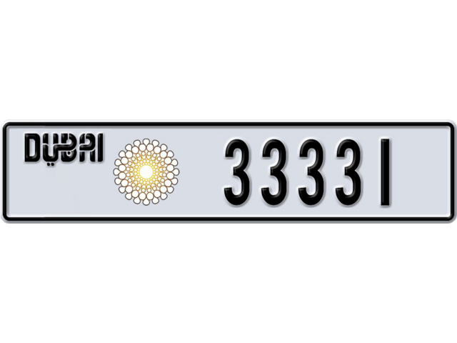 Dubai Plate number J 33331 for sale - Long layout, Dubai logo, Сlose view