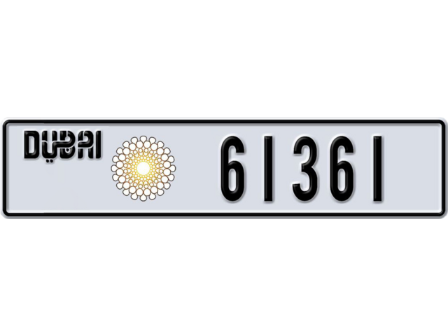 Dubai Plate number J 61361 for sale - Long layout, Dubai logo, Сlose view