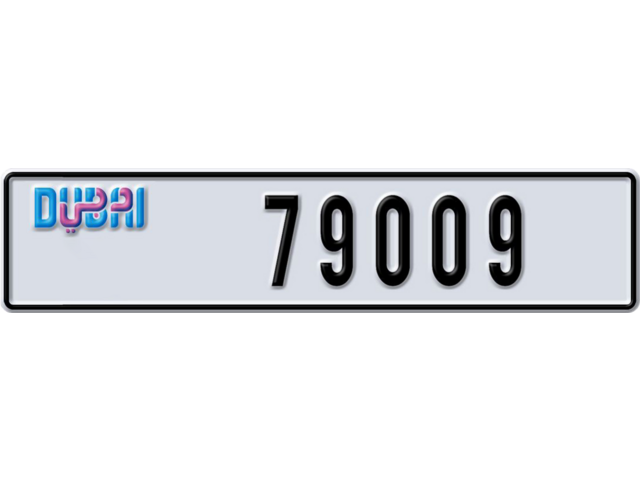 Dubai Plate number J 79009 for sale - Long layout, Dubai logo, Сlose view