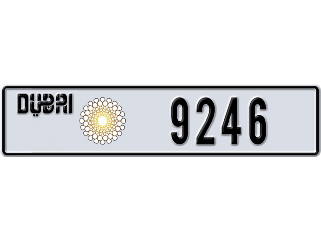 Dubai Plate number J 9246 for sale - Long layout, Dubai logo, Сlose view