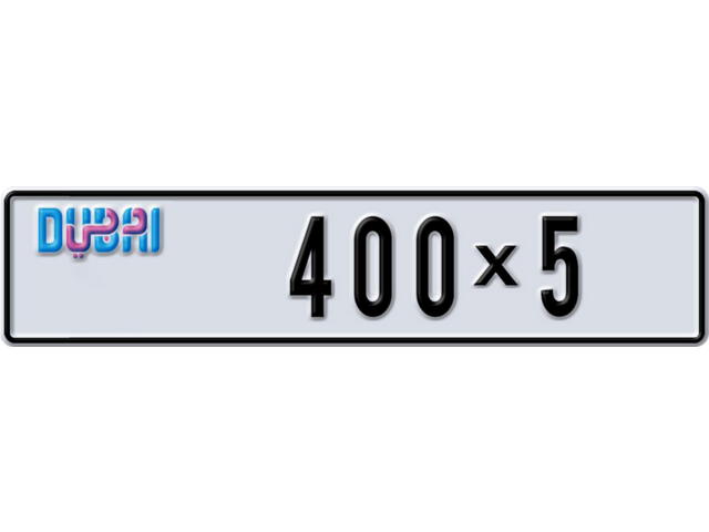 Dubai Plate number K 400X5 for sale - Long layout, Dubai logo, Сlose view