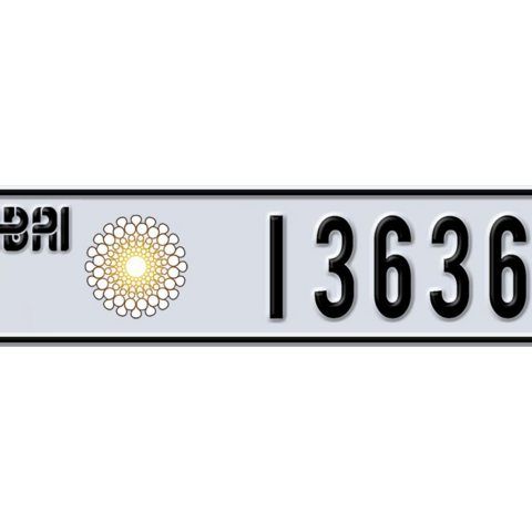 Dubai Plate number L 13636 for sale - Long layout, Dubai logo, Сlose view