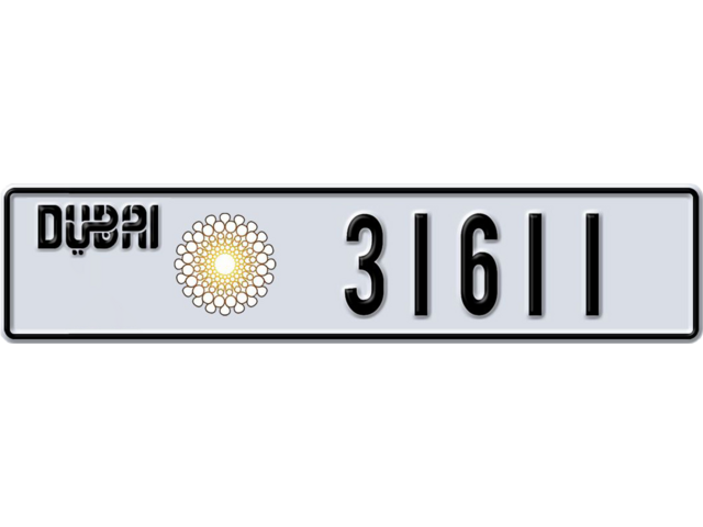 Dubai Plate number L 31611 for sale - Long layout, Dubai logo, Сlose view