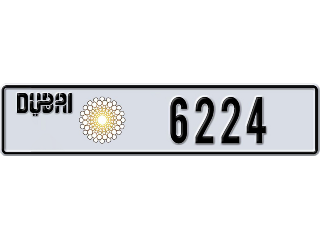 Dubai Plate number L 6224 for sale - Long layout, Dubai logo, Сlose view