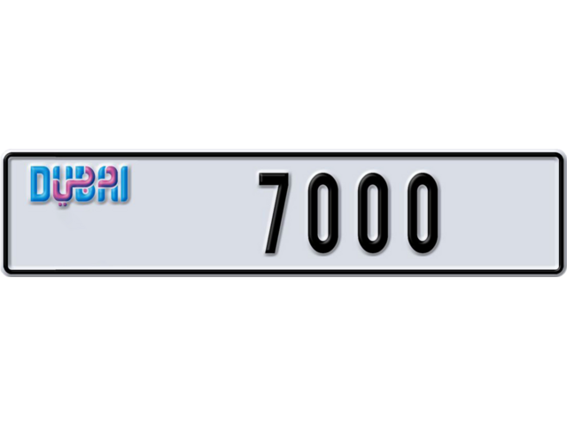 Dubai Plate number L 7000 for sale - Long layout, Dubai logo, Сlose view