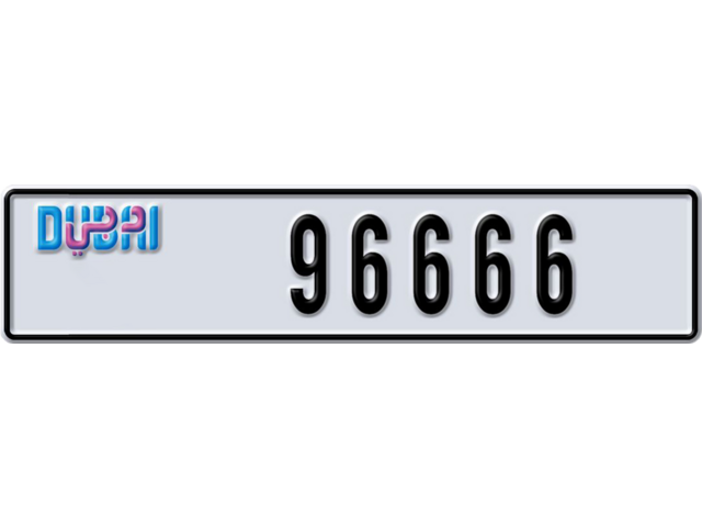 Dubai Plate number M 96666 for sale - Long layout, Dubai logo, Сlose view