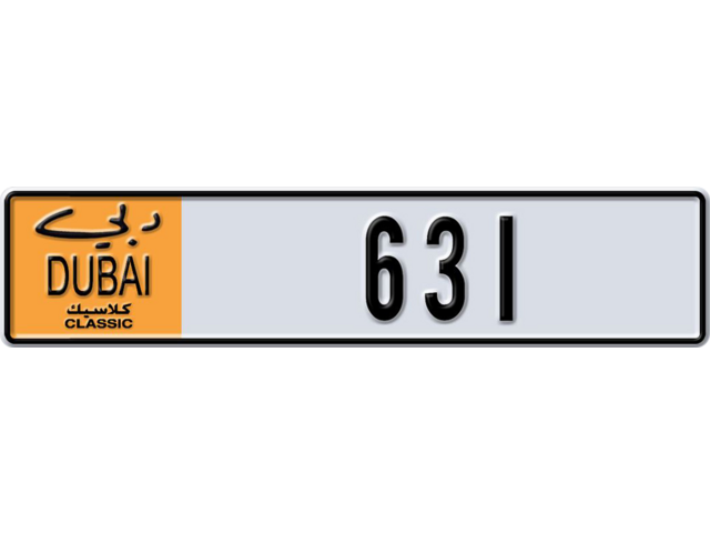 Dubai Plate number N 631 for sale - Long layout, Dubai logo, Сlose view