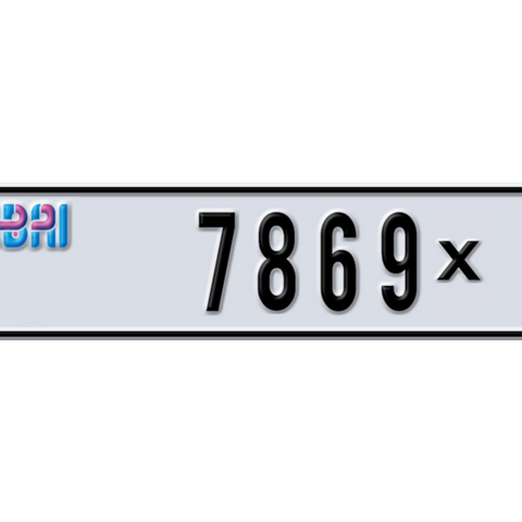 Dubai Plate number N 7869X for sale - Long layout, Dubai logo, Сlose view