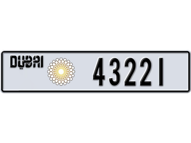 Dubai Plate number O 43221 for sale - Long layout, Dubai logo, Сlose view