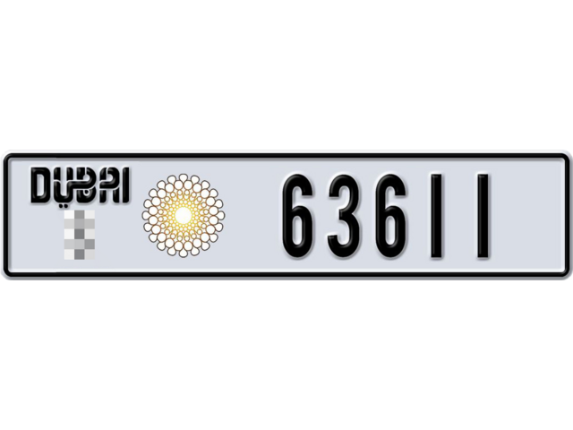 Dubai Plate number  * 63611 for sale - Long layout, Dubai logo, Сlose view