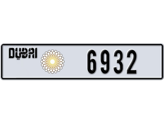 Dubai Plate number P 6932 for sale - Long layout, Dubai logo, Сlose view