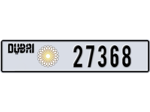 Dubai Plate number Q 27368 for sale - Long layout, Dubai logo, Сlose view