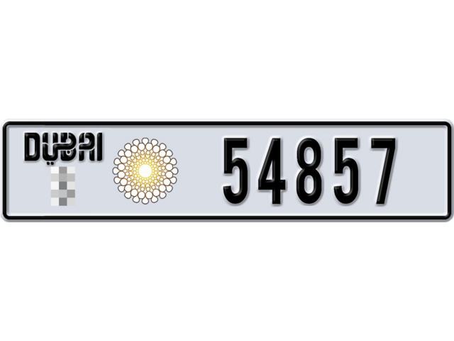 Dubai Plate number  * 54857 for sale - Long layout, Dubai logo, Сlose view