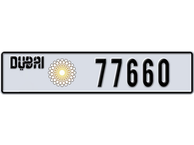 Dubai Plate number Q 77660 for sale - Long layout, Dubai logo, Сlose view