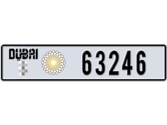 Dubai Plate number  * 63246 for sale - Long layout, Dubai logo, Сlose view