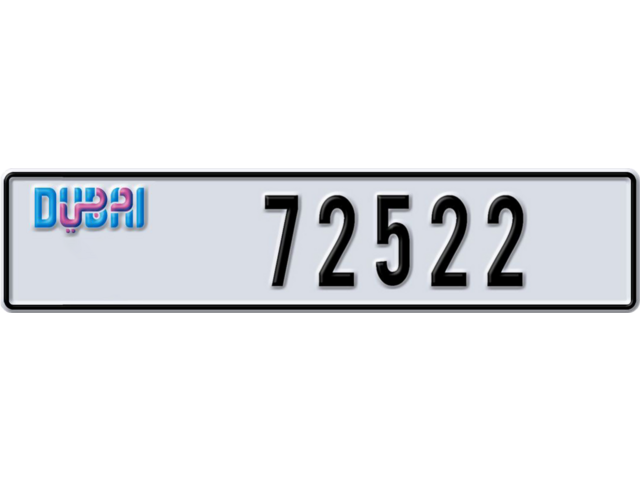 Dubai Plate number R 72522 for sale - Long layout, Dubai logo, Сlose view