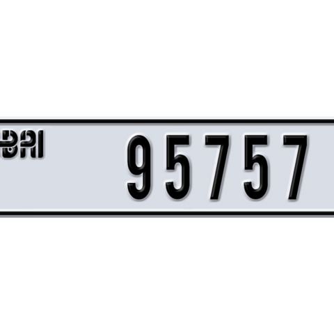 Dubai Plate number R 95757 for sale - Long layout, Dubai logo, Сlose view