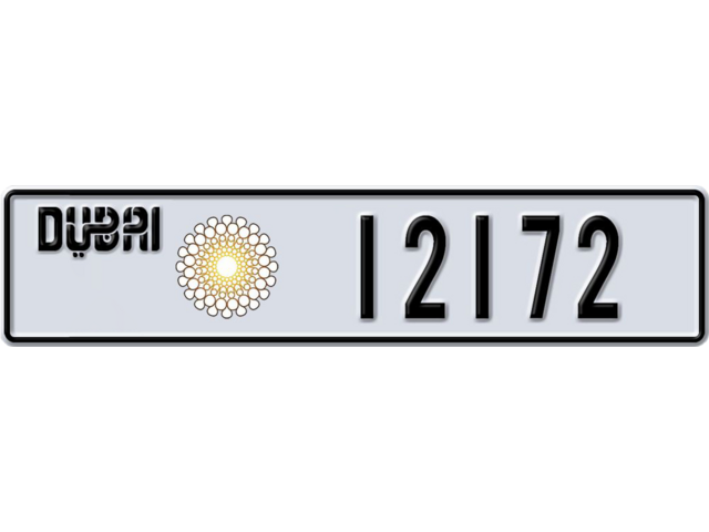 Dubai Plate number S 12172 for sale - Long layout, Dubai logo, Сlose view