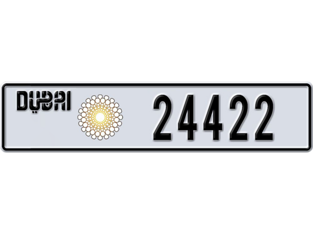 Dubai Plate number S 24422 for sale - Long layout, Dubai logo, Сlose view