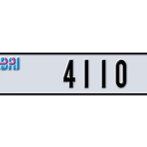 Dubai Plate number S 4110 for sale - Long layout, Dubai logo, Сlose view