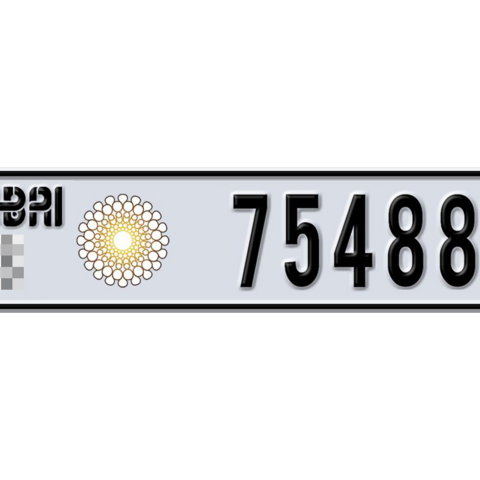 Dubai Plate number  * 75488 for sale - Long layout, Dubai logo, Сlose view