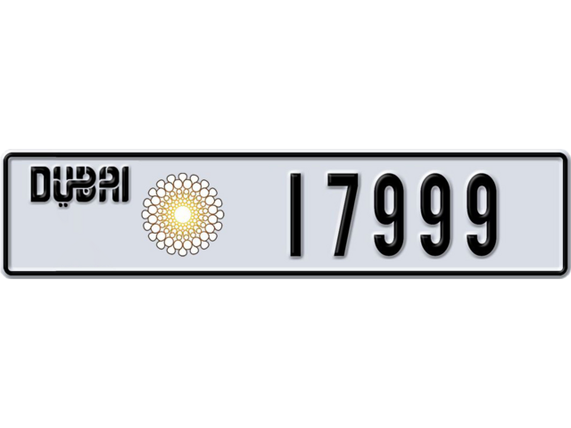 Dubai Plate number V 17999 for sale - Long layout, Dubai logo, Сlose view