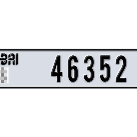 Dubai Plate number  * 46352 for sale - Long layout, Dubai logo, Сlose view