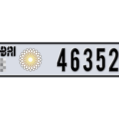 Dubai Plate number  * 46352 for sale - Long layout, Dubai logo, Сlose view