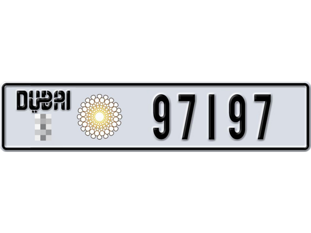 Dubai Plate number  * 97197 for sale - Long layout, Dubai logo, Сlose view