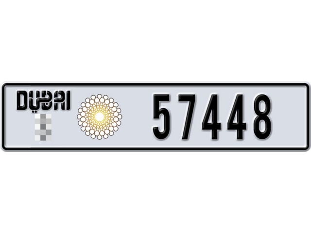 Dubai Plate number  * 57448 for sale - Long layout, Dubai logo, Сlose view