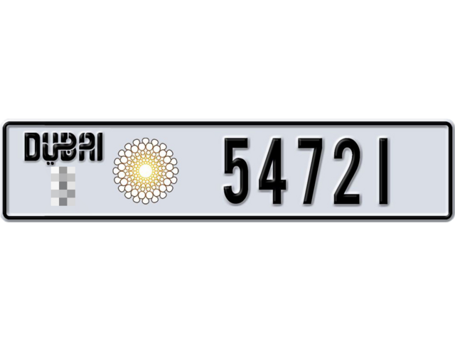 Dubai Plate number  * 54721 for sale - Long layout, Dubai logo, Сlose view