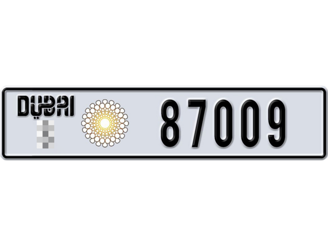 Dubai Plate number  * 87009 for sale - Long layout, Dubai logo, Сlose view