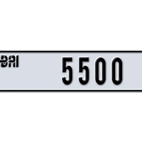 Dubai Plate number Z 5500 for sale - Long layout, Dubai logo, Сlose view