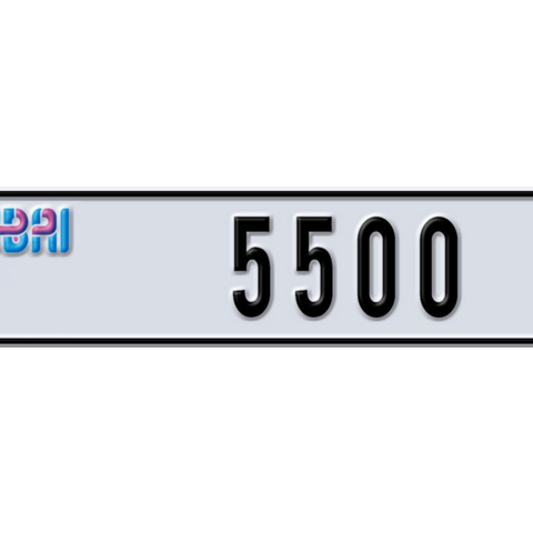 Dubai Plate number Z 5500 for sale - Long layout, Dubai logo, Сlose view