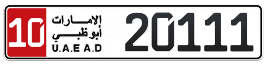 10 20111 - Plate numbers for sale in Abu Dhabi