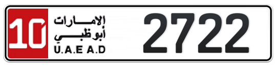 10 2722 - Plate numbers for sale in Abu Dhabi