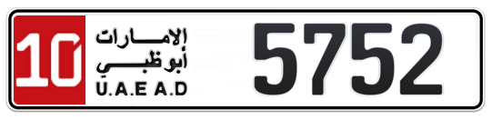 10 5752 - Plate numbers for sale in Abu Dhabi