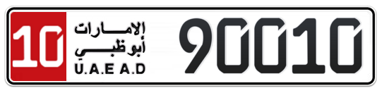 Abu Dhabi Plate number 10 90010 for sale on Numbers.ae