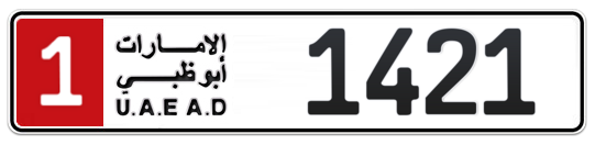 1 1421 - Plate numbers for sale in Abu Dhabi