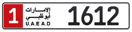 1 1612 - Plate numbers for sale in Abu Dhabi