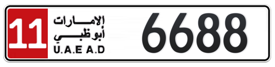 11 6688 - Plate numbers for sale in Abu Dhabi