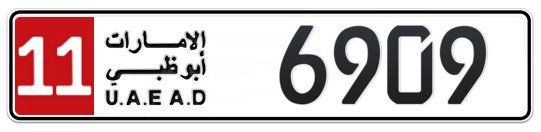 11 6909 - Plate numbers for sale in Abu Dhabi