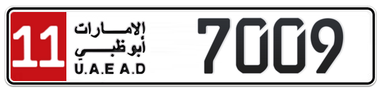Abu Dhabi Plate number 11 7009 for sale on Numbers.ae