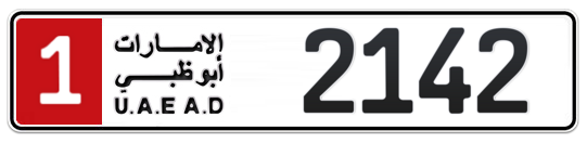 1 2142 - Plate numbers for sale in Abu Dhabi